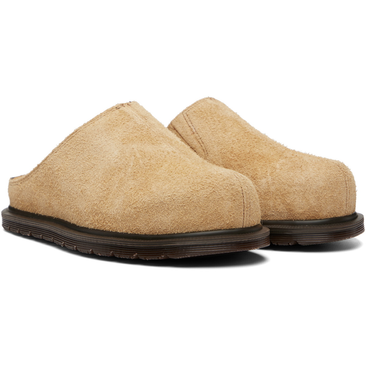 Dr. Martens Tan San Hairy Suede Mule Slip-on Loafers