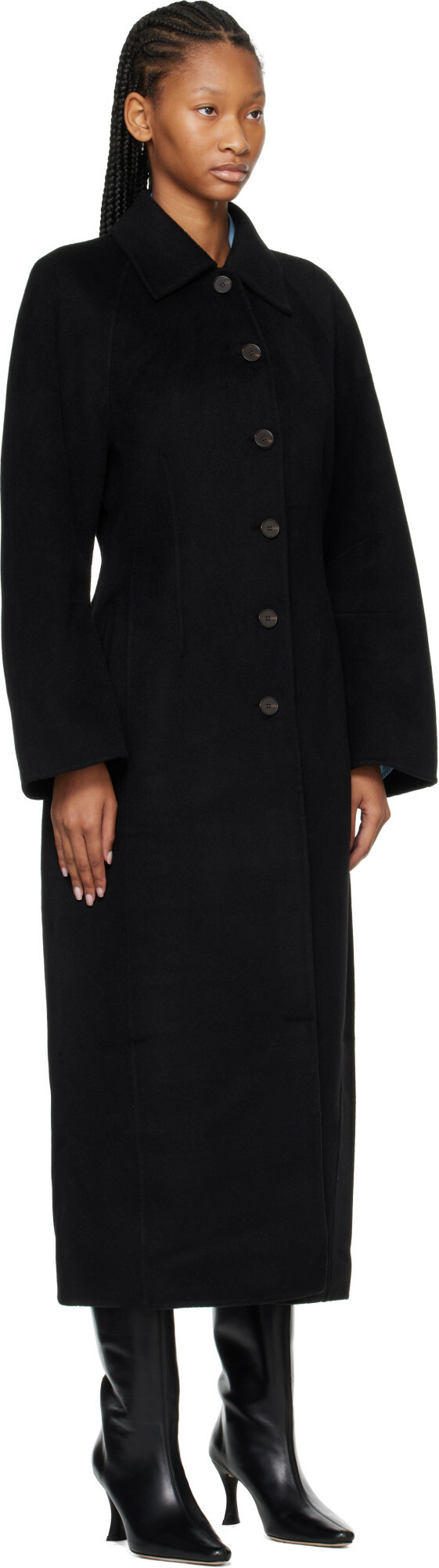 Róhe Black Double-Faced Elongated Sculptural Coat