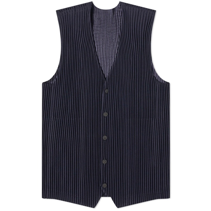 Photo: Homme Plissé Issey Miyake Men's Pleated Button Down Vest in Navy