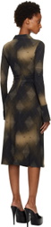 MISBHV Brown Argyle Shirt Midi Dress