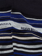 HUGO BOSS - Striped Stretch Cotton-Blend Socks - Blue