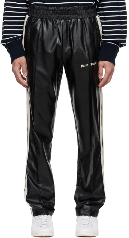 Photo: Palm Angels Black Faux-Leather Lounge Pants