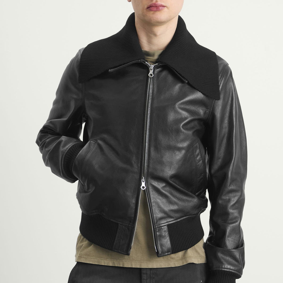 Our Legacy Men's Pharos Leather Bomber Jacket in Black Our Legacy
