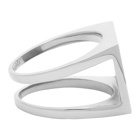 Maison Margiela Silver and Black Enameled 4-Stitched Ring