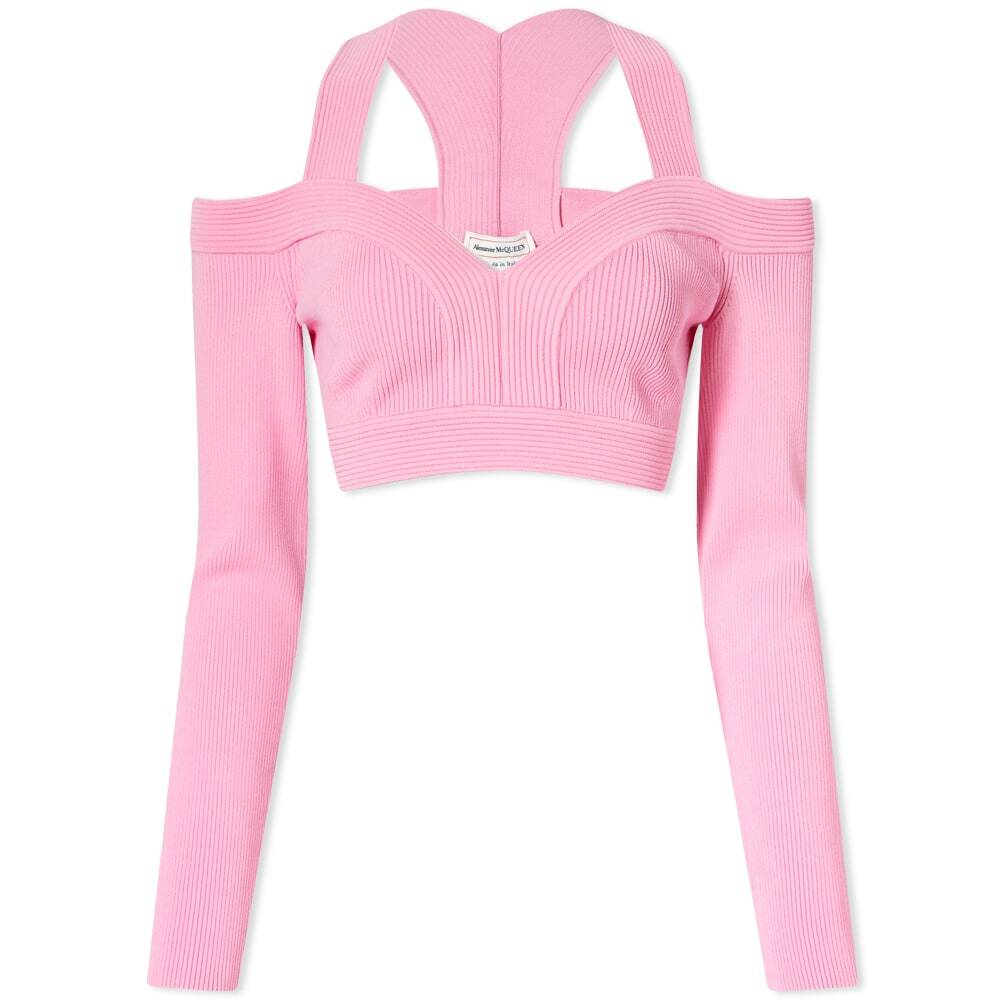 Alexander McQueen Women's Knit Crop Top in Sugar Pink Alexander McQueen Women's Knit Crop Top in Sugar Pink