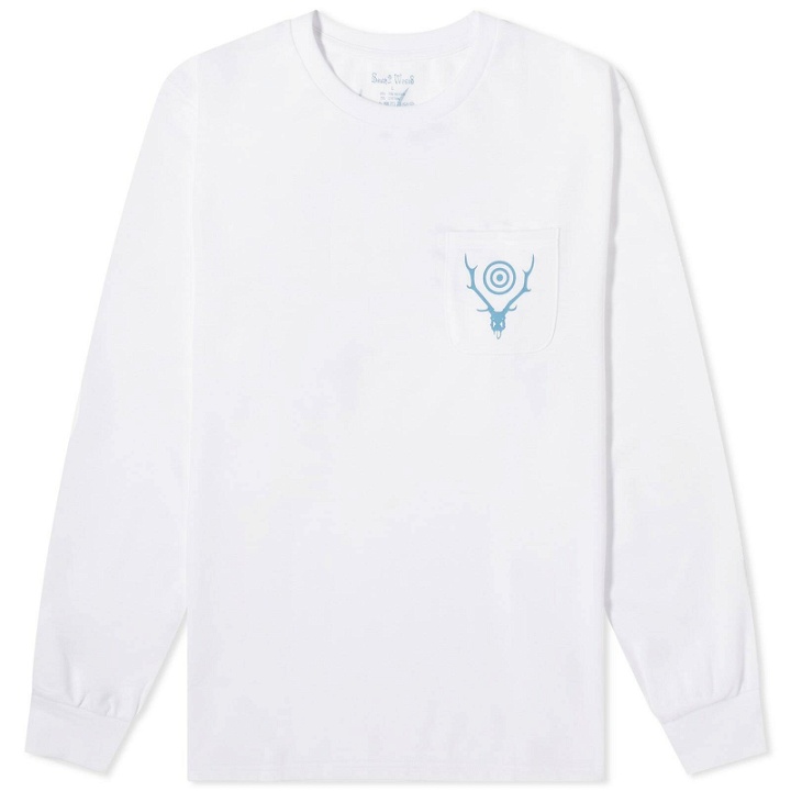 Photo: South2 West8 Men's Long Sleeve Circle Horn Pocket T-Shirt in White