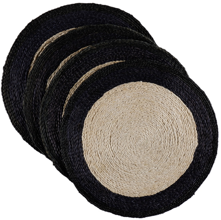 Photo: Misette Black Monochrome Hand-Woven Jute Placemat Set