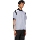 Neil Barrett Blue and White Hybrid Cotton Short Sleeve Shirt