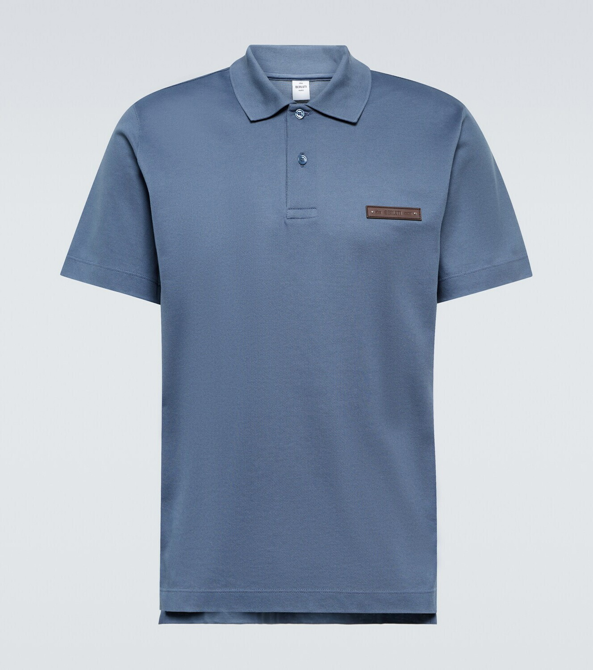 Berluti Leather-detail cotton piqué polo shirt