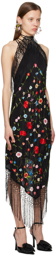 Conner Ives Black Reconstituted Piano Shawl Midi Dress