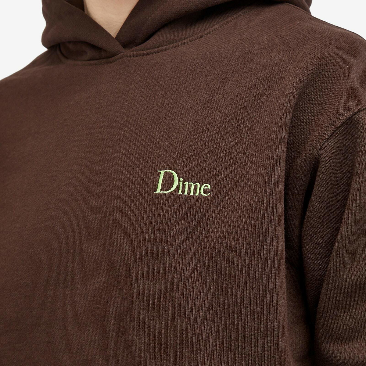 Dime Men's Classic Small Logo Hoodie in Deep Brown Dime