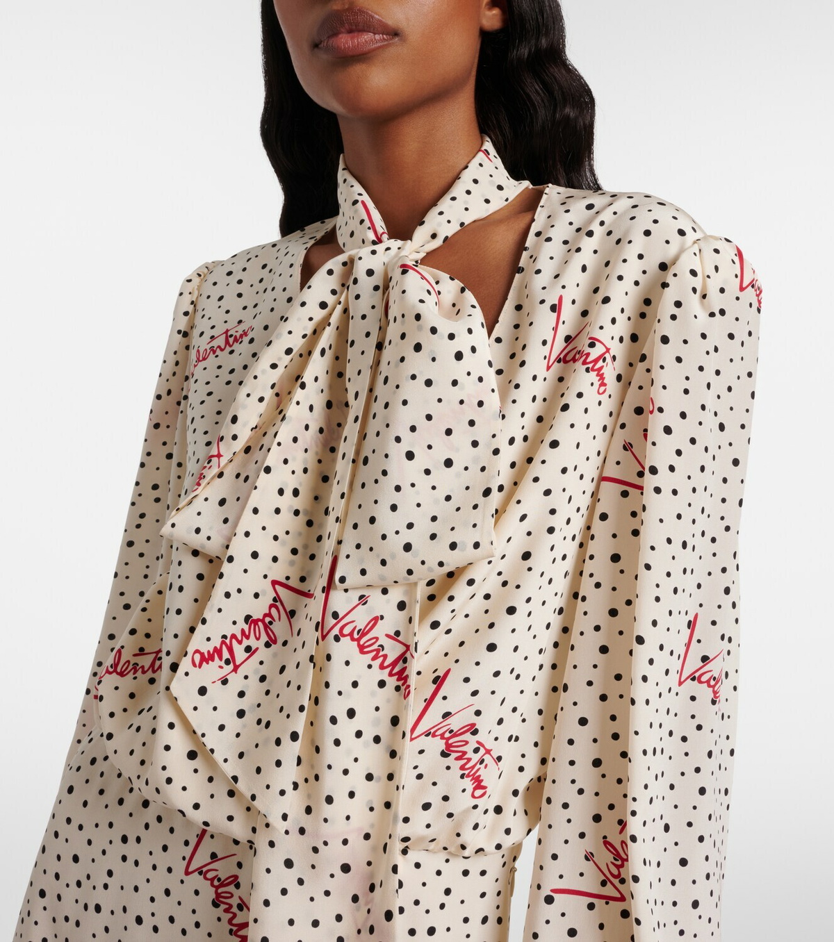 Valentino Polka-dot silk crêpe de chine midi dress