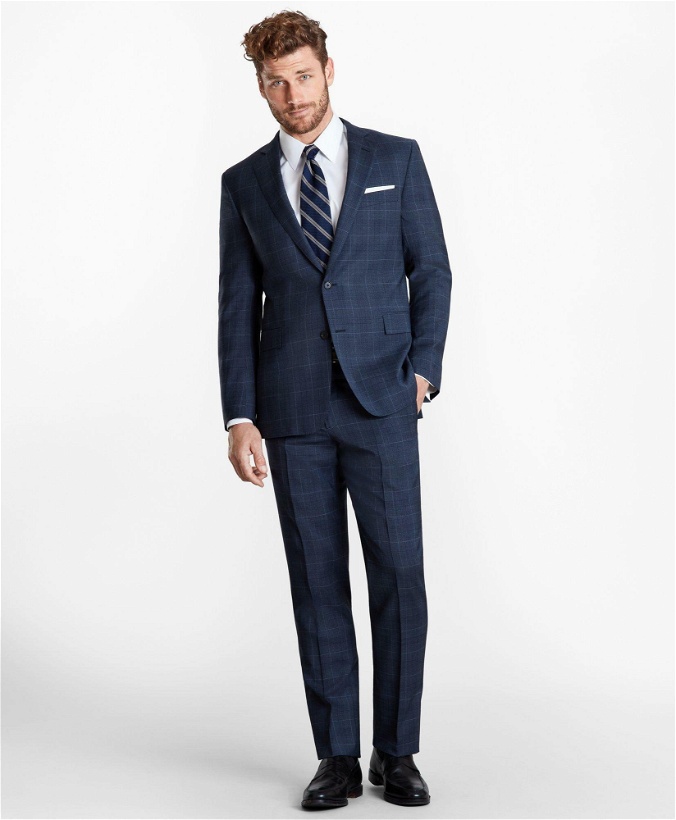 Photo: Brooks Brothers Men's Regent Fit Plaid 1818 Suit | Dark Blue