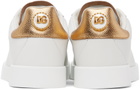 Dolce & Gabbana White & Gold Portofino Low Sneakers