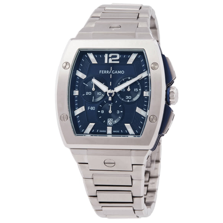 Photo: Ferragamo F-80 Chronograph Quartz Blue Dial Mens Watch SFKE00724