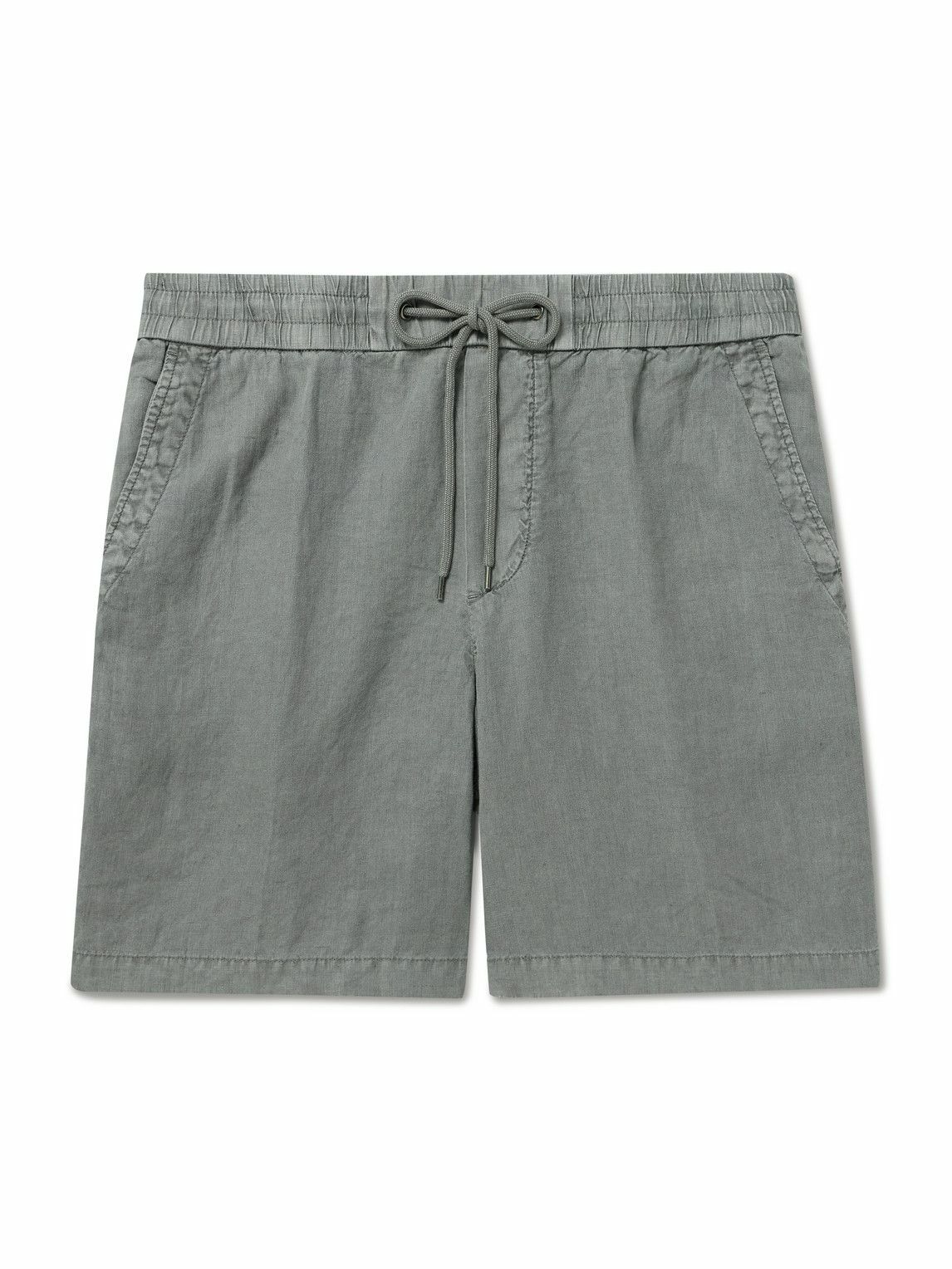 James Perse - Straight-Leg Garment-Dyed Linen Drawstring Shorts - Gray