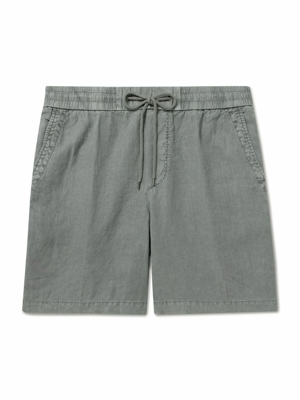 Photo: James Perse - Straight-Leg Garment-Dyed Linen Drawstring Shorts - Gray