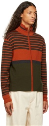 Wales Bonner Orange & Green George Zip-Up Sweater