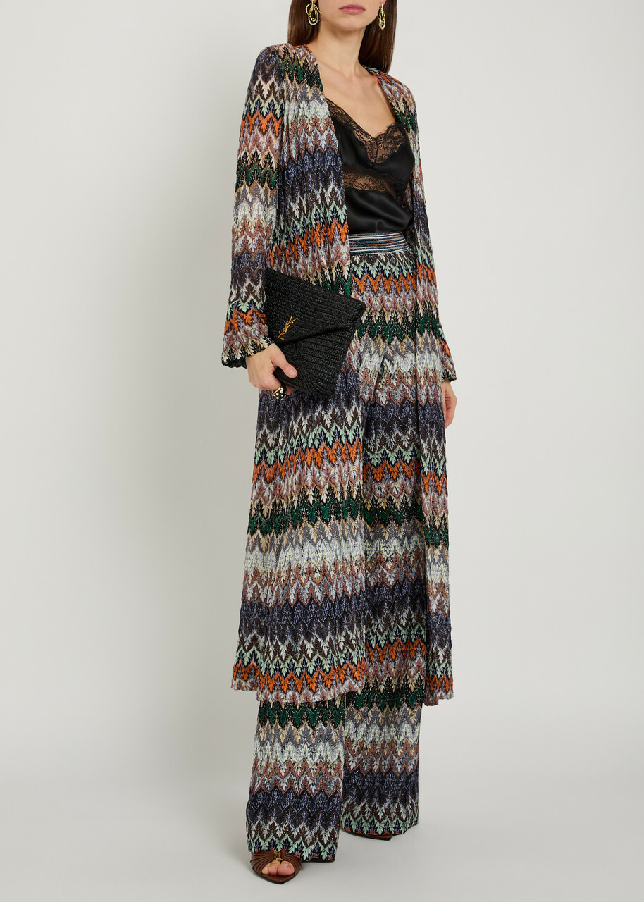 Missoni Chevron Fine-knit Wide-leg Trousers Multicoloured