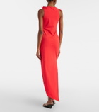 Coperni Floral-appliqué asymmetric jersey maxi dress