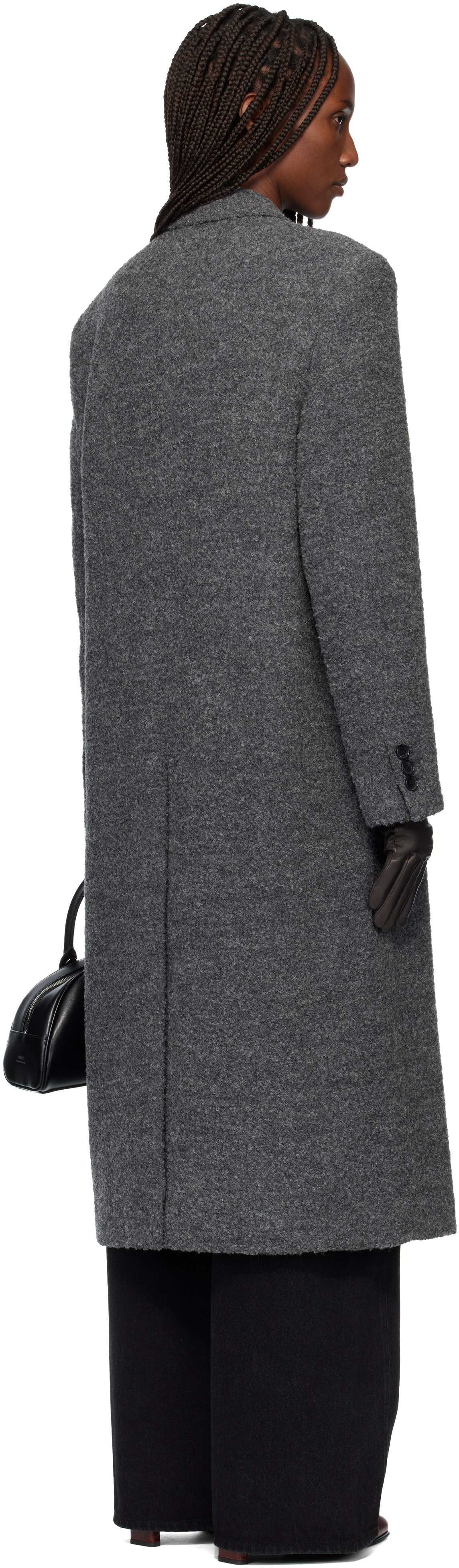 TONYWACK Gray Textured Wool & Alpaca Fitted Double-Breasted Coat