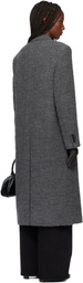 TONYWACK Gray Textured Wool & Alpaca Fitted Double-Breasted Coat