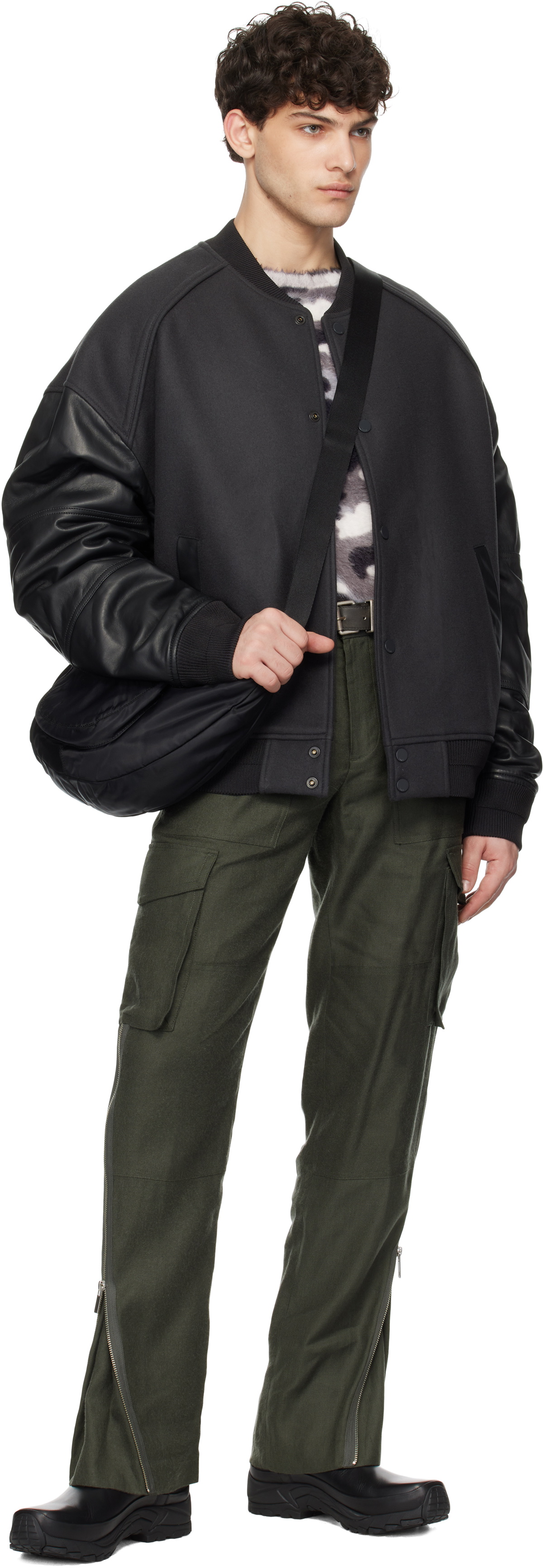 Juun.J Black Damage Leather Belt