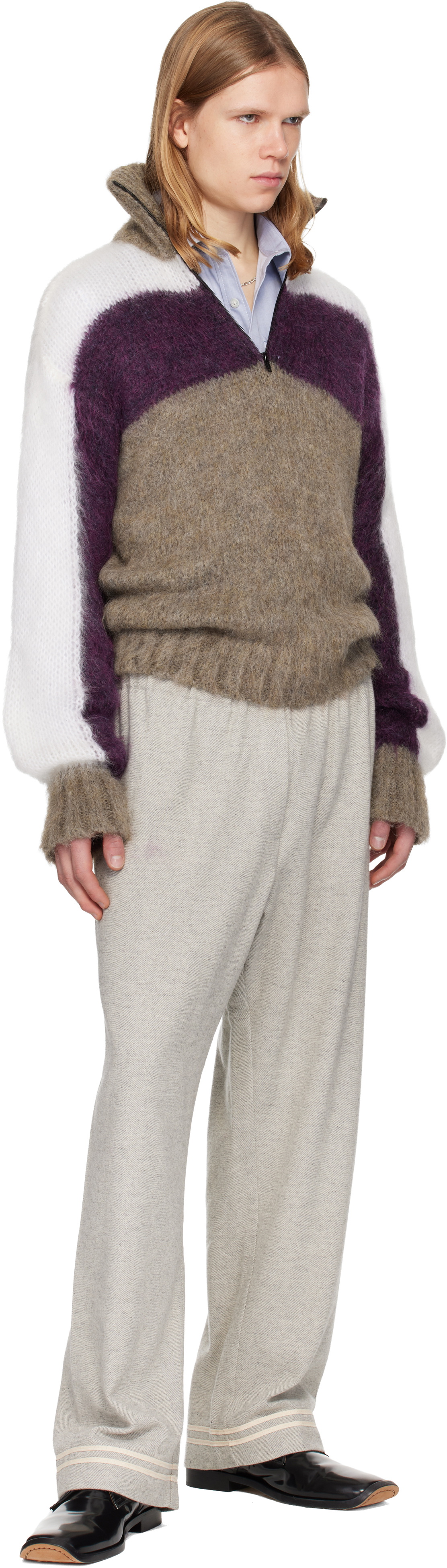 Magliano Gray & Purple Sestola Knit Sweater