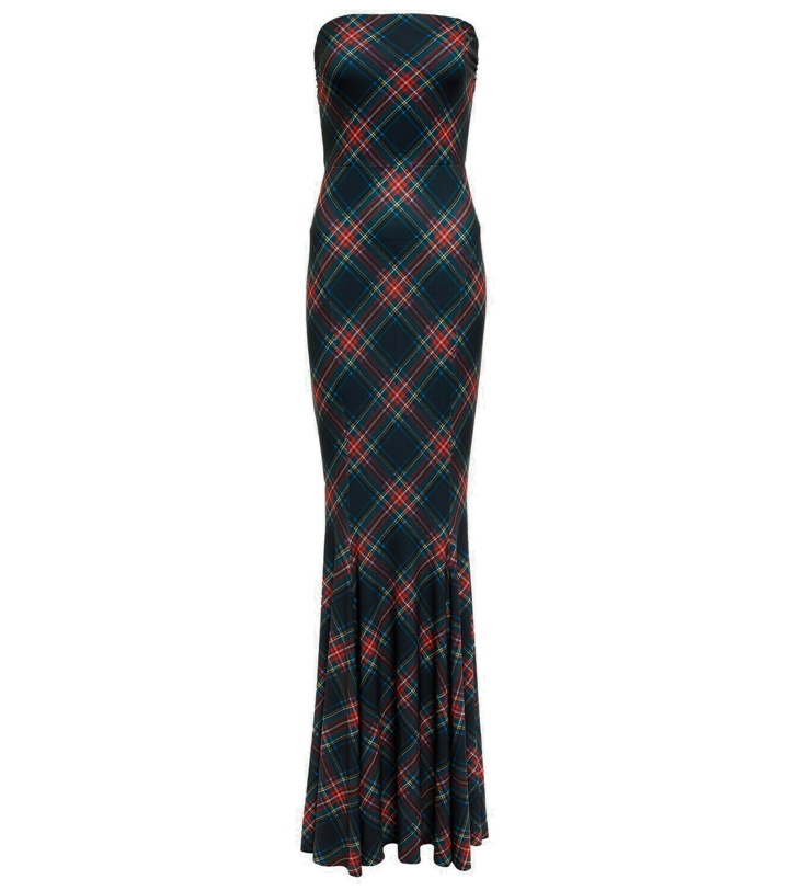 Photo: Norma Kamali Strapless fishtail checked gown