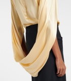 Mugler Draped silk-blend satin top