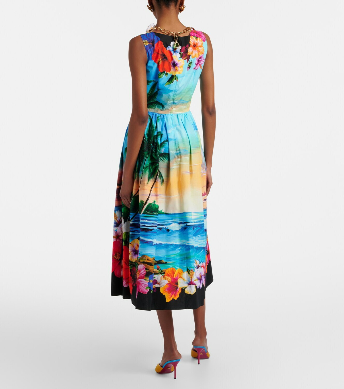 Dolce&Gabbana Printed cotton midi dress