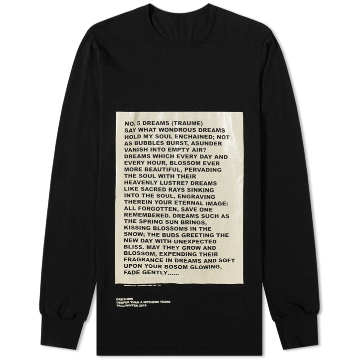 Photo: Rick Owens DRKSHDW Long Sleeve Poem Print Level Tee