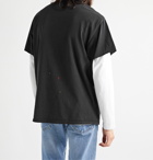 Gallery Dept. - Distressed Paint-Splattered Logo-Print Cotton-Jersey T-Shirt - Black