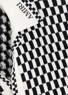 Amiri Checked Wool-blend Polo Shirt Black