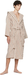 Tekla Off-White & Brown Terry Hooded Bathrobe