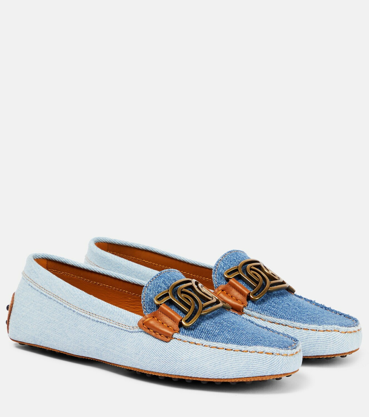 Tod's - Gommino denim and leather loafers