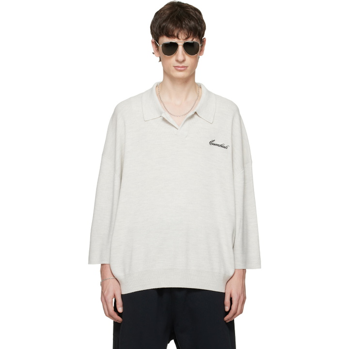 Photo: Fear of God ESSENTIALS Gray Signature Three-Quarter Sleeve 90s Knit Polo