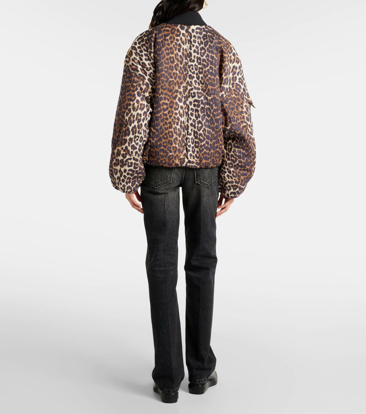 Ganni Leopard-print canvas bomber jacket GANNI