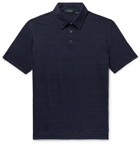 Incotex - Slim-Fit Striped Linen and Cotton-Blend Polo Shirt - Navy