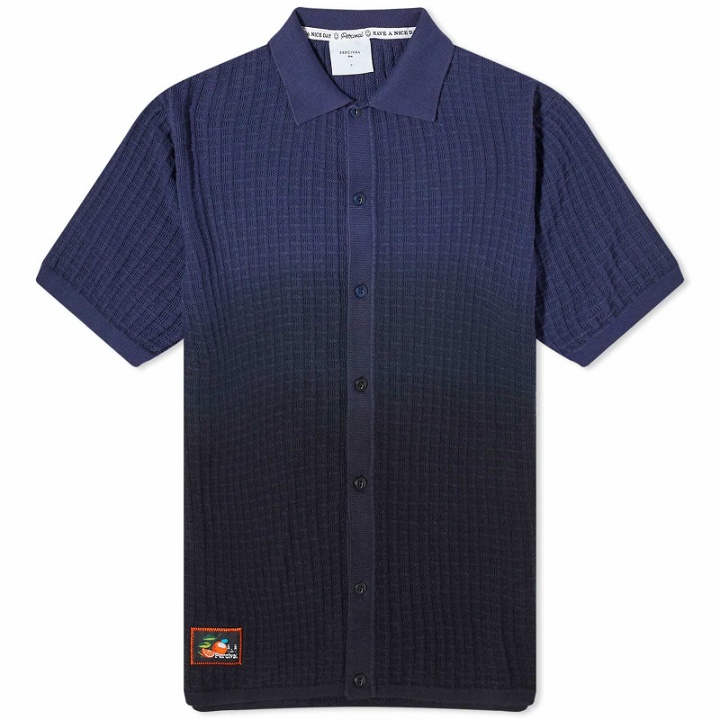 Photo: Percival Men's Dip Dab Knitted Shirt in Blue