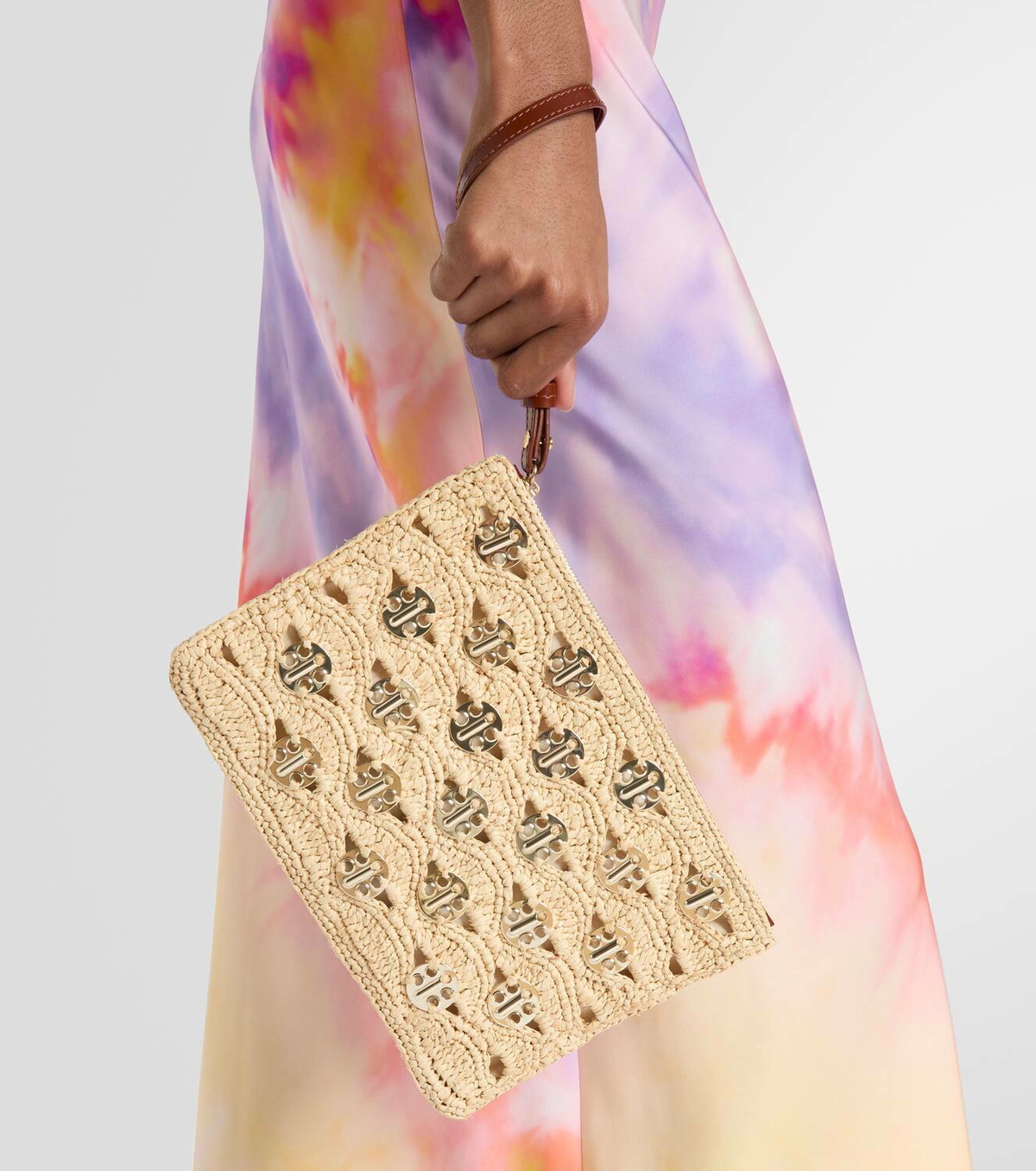 Rabanne Embellished raffia clutch
