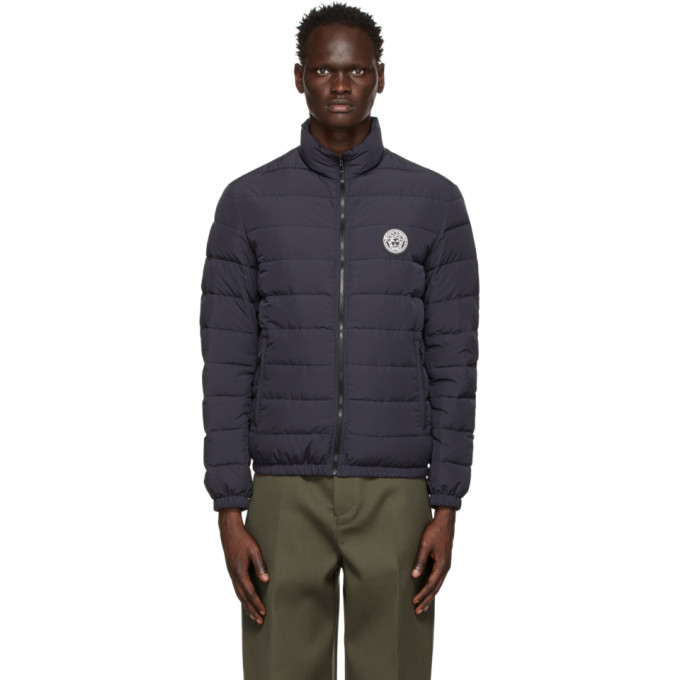 ジャケット・アウター Versace downjacket with medusa patch Versace Navy Down Medusa Patch Jacket Versace