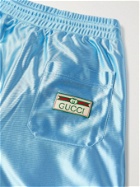 Gucci - Tapered Webbing-Trimmed Satin-Jersey Track Pants - Blue