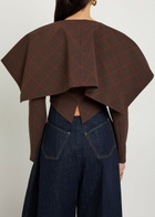 A.W.A.K.E Mode Oversized-collar Checked Cropped Jacket Brown