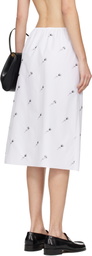Rier White Pop Flowers Midi Skirt