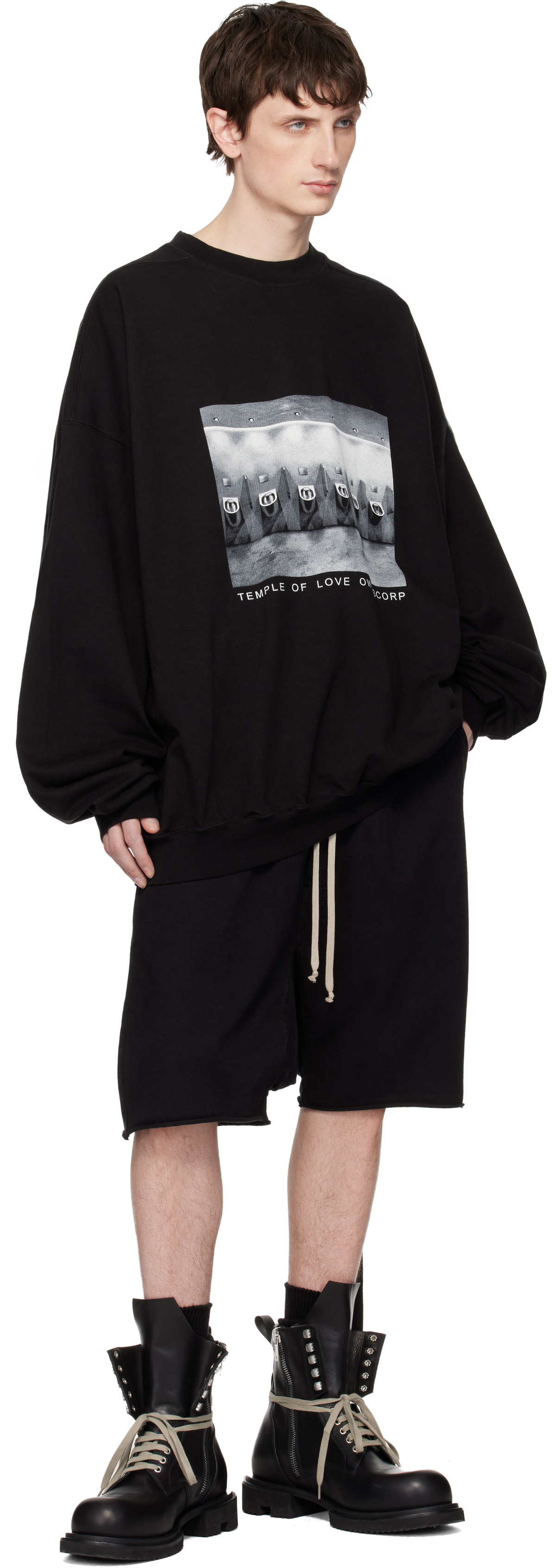 Rick Owens DRKSHDW Black Temple Hun Crewneck Sweatshirt