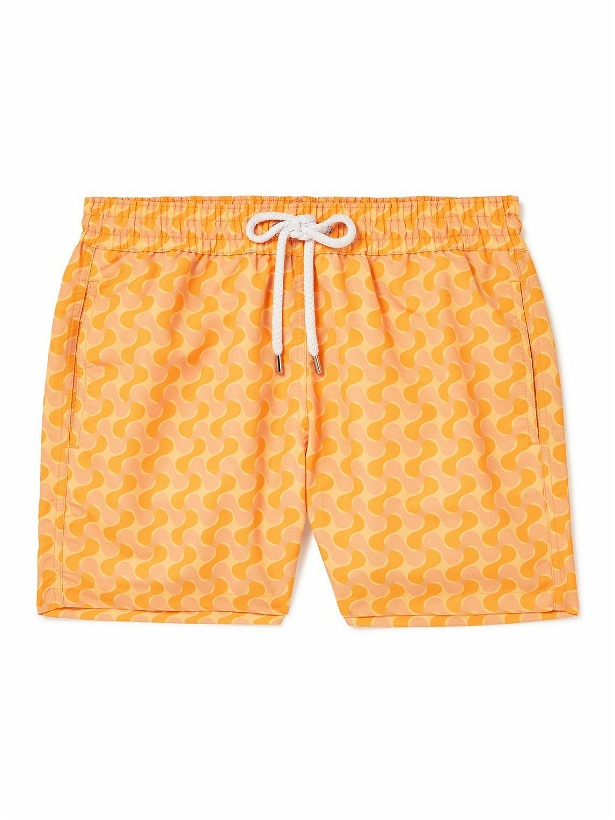 Photo: Frescobol Carioca - Straight-Leg Short-Length Printed Swim Shorts - Orange