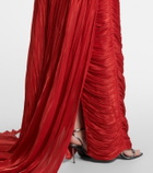 Marmar Halim Caped pleated bustier gown