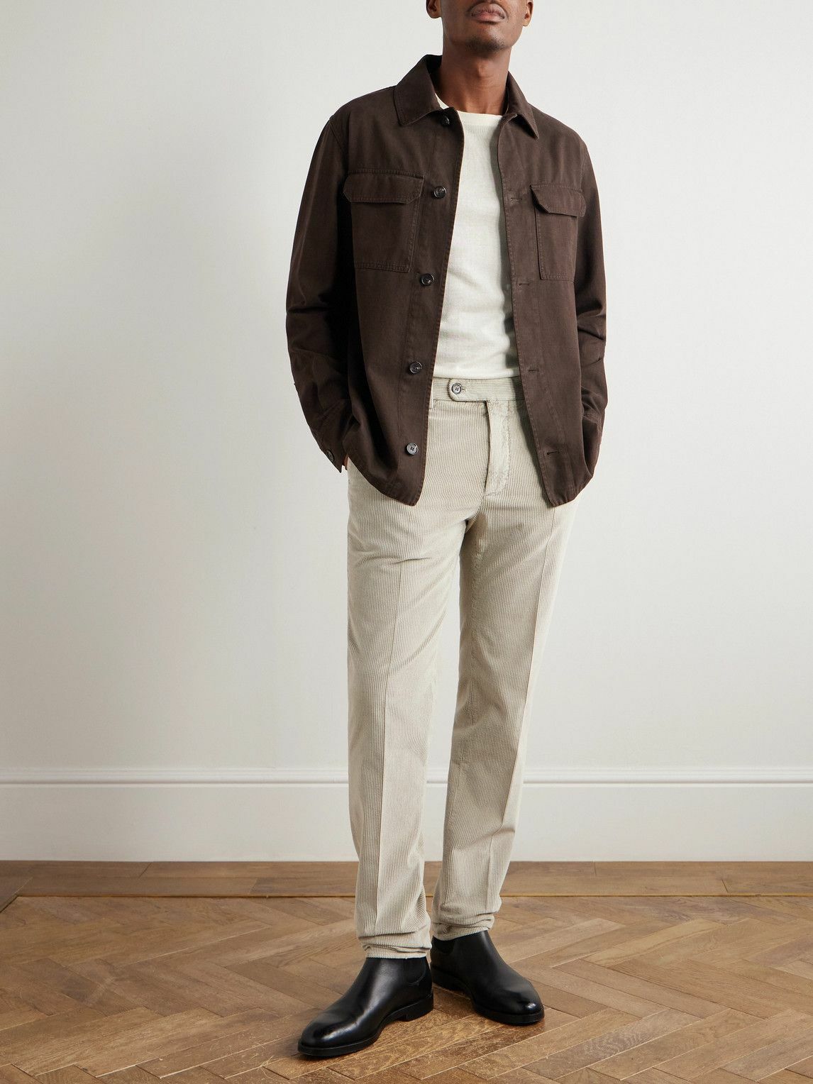 Incotex - Cotton and Cashmere-Blend Overshirt - Brown