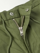 WTAPS - Straight-Leg Logo-Appliquéd Pleated Cotton-Blend Drawstring Cargo Trousers - Green